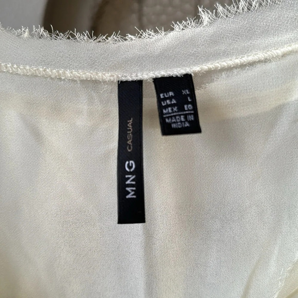 mango MNG CASUAL sleeveless raw edge studded layered top cream color size XL - Picture 4 of 10
